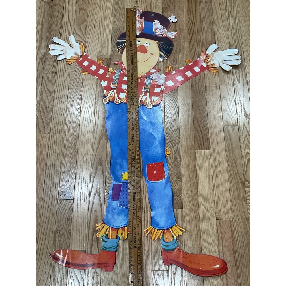 Vintage Amscan Jointed Scarecrow Die Cut Halloween Fall Decor 45"